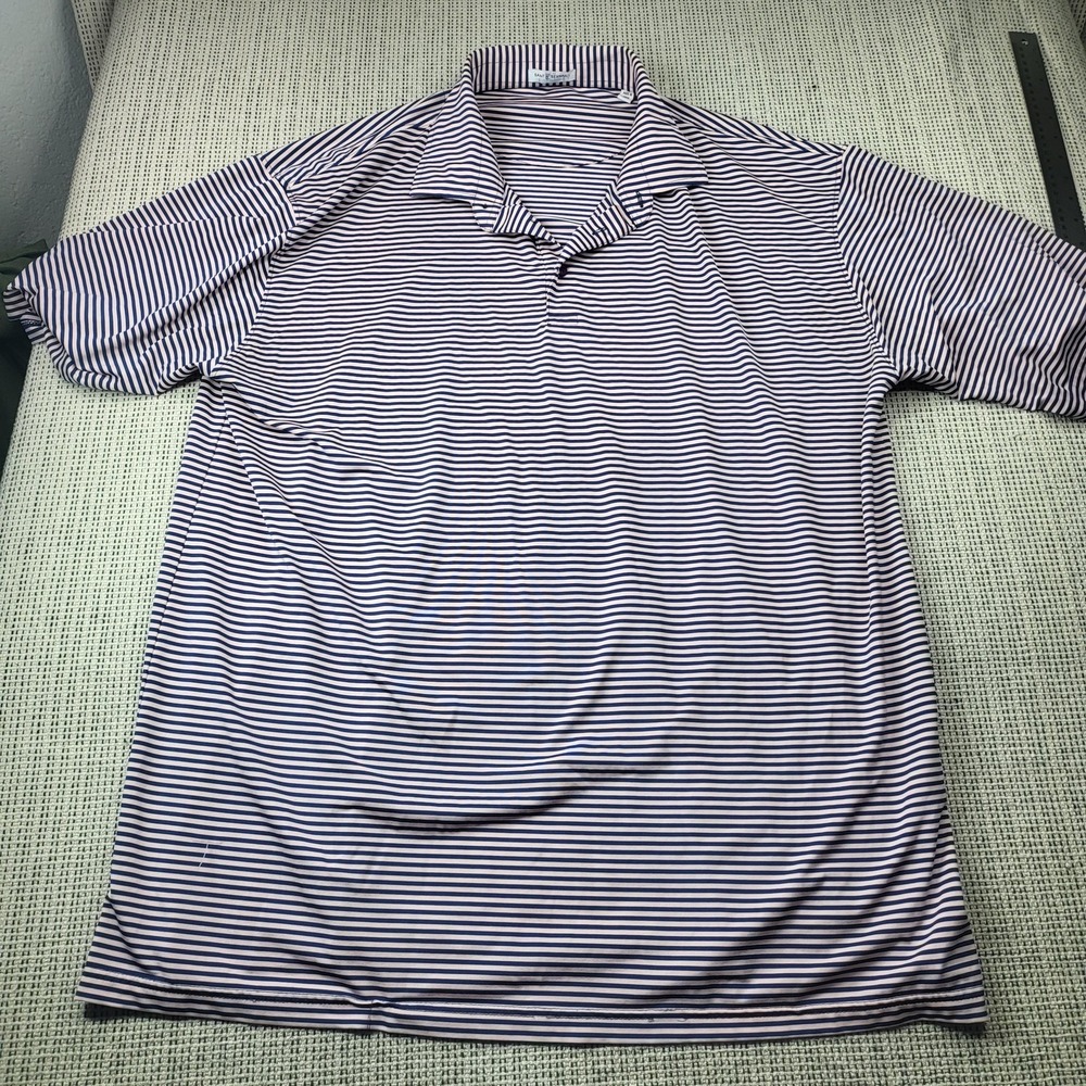 Sant Bernard Polo Shirt Mens 2XL Blue Stripe Golf Short Sleeve Knit Casual